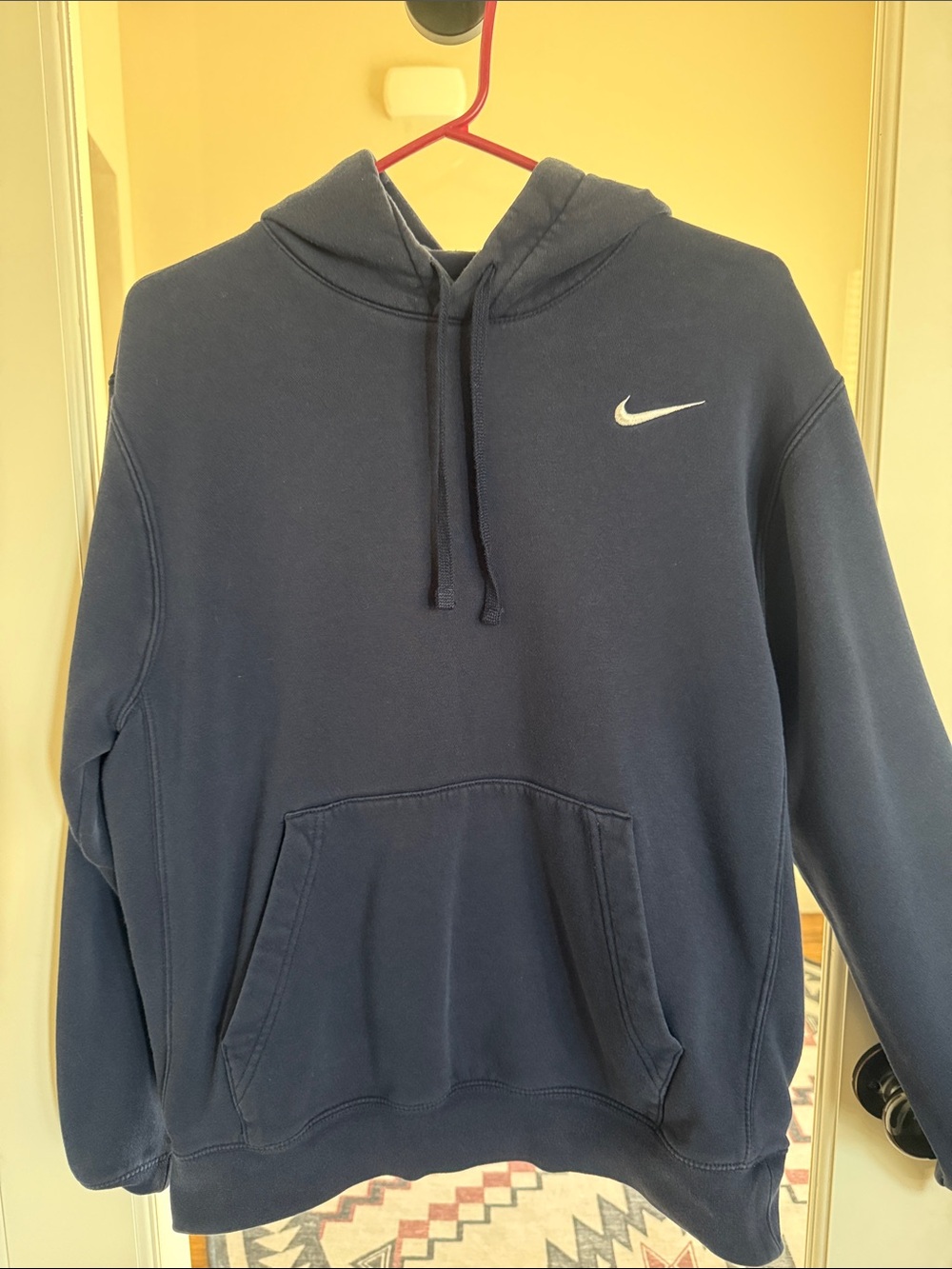 Men’s Nike Navy Blue Pullover Hoodie with white Swoosh size medium